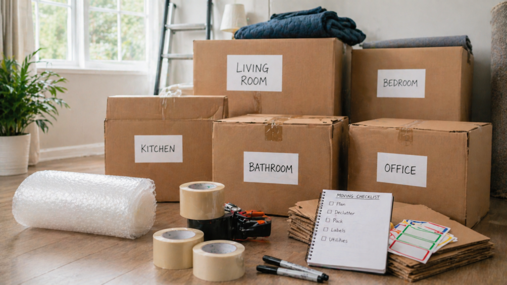moving checklist Canada packing boxes organized 