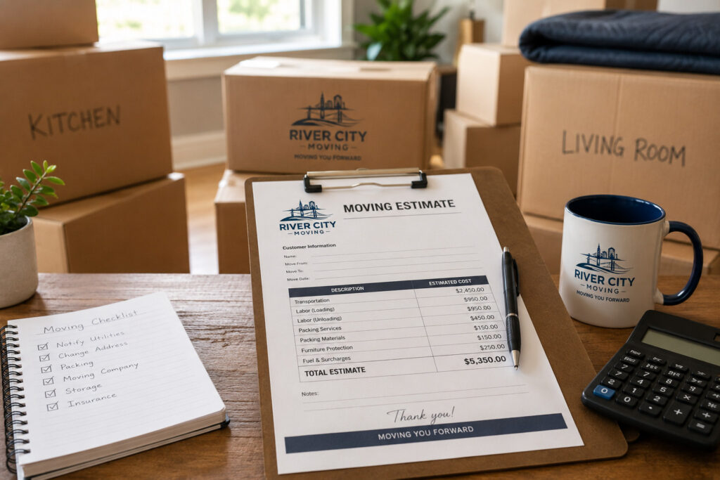 Long-distance moving estimate and moving company pricing information