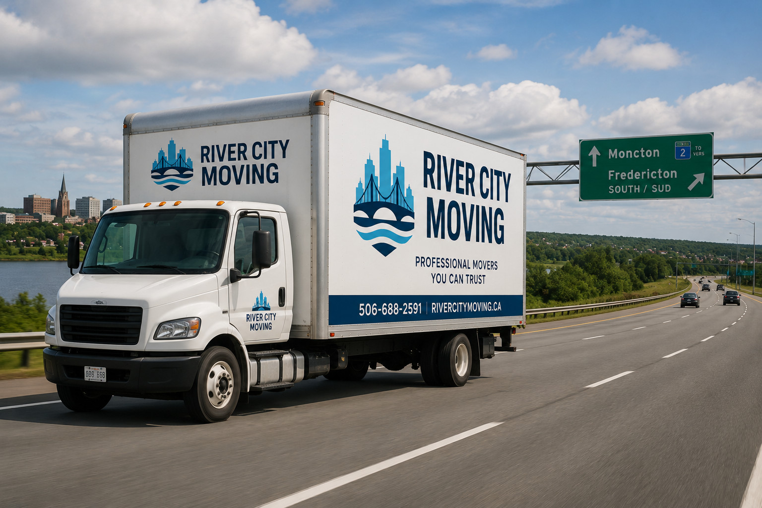 River City Moving truck providing apartment moving services between Moncton and Fredericton