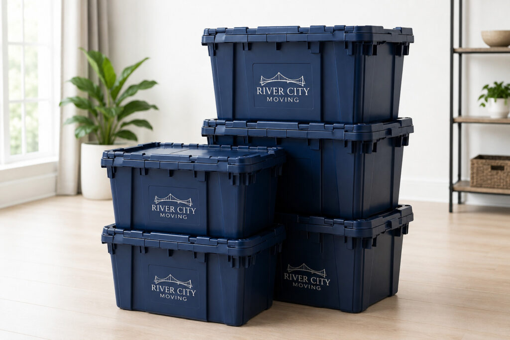 Reusable moving bin rentals Moncton residents use for organized moving